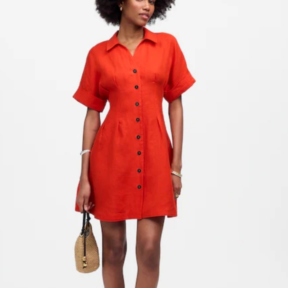 Madewell Red Button-Up Mini Dress